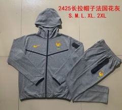 2024/25 France Dark Gray Thailand Soccer Jacket Uniform With Hat-815