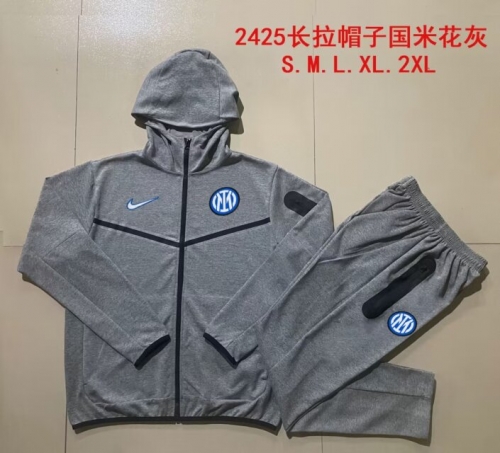 2024/25 Inter Milan Dark Gray Thailand Soccer Jacket Uniform With Hat-815