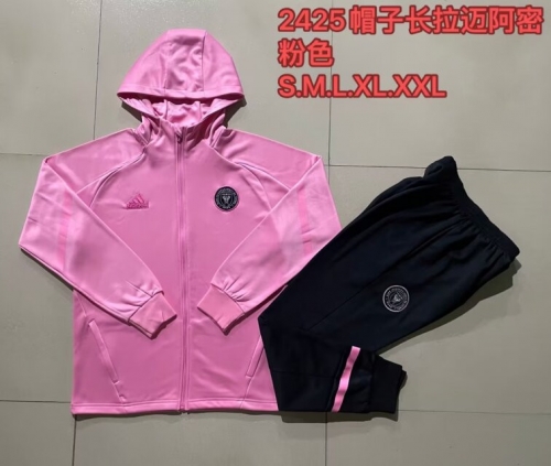 2024/25 Inter Miami CF Pink Thailand Soccer Jacket Uniform With Hat-815