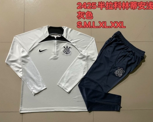 2024/25 Corinthians Light Gray Tracksuit Soccer Uniform-815