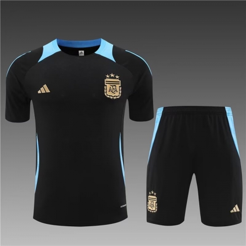 2024/25 Argentina Black Shorts-Sleeve Thailand Soccer Tracksuit Uniform-801