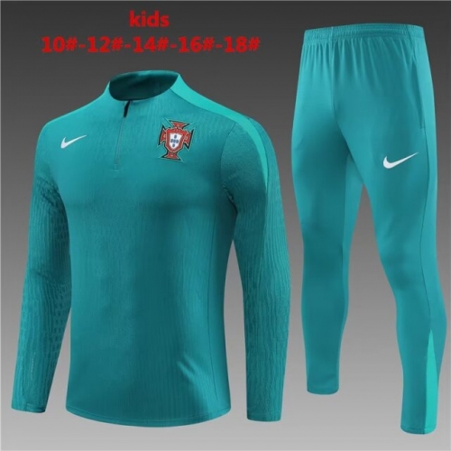 Player Version 2024/25 Portugal Green Youth/Kids Thailand Soccer Tracksuit Uniform-801