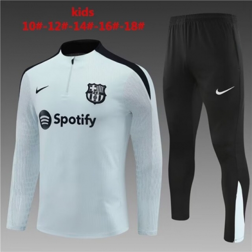 Player Version Kids 2024/25 Barcelona Light Gray Kids/Youth Thailand Soccer Tracksuit Uniform-801