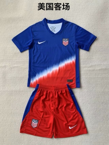 2024/25 United State Away Red & Blue Soccer Uniform-208