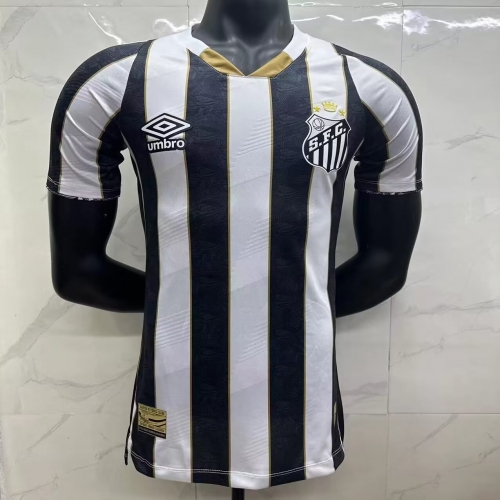 Player Version 2024/25 Santos FC Away Black & White Thailand Soccer Jersey AAA-908