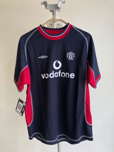 01-02 Retro Version Manchester United 2nd Away Royal Blue Thailand Soccer Jersey AAA-1041