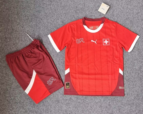 Kids 2024/25 Switzerland Home Red Youth/Kids Soccer Uniform-SKE