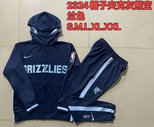 2023-2024 NBA Memphis Grizzlies Royal Blue Soccer Jacket Uniform With Hat-815