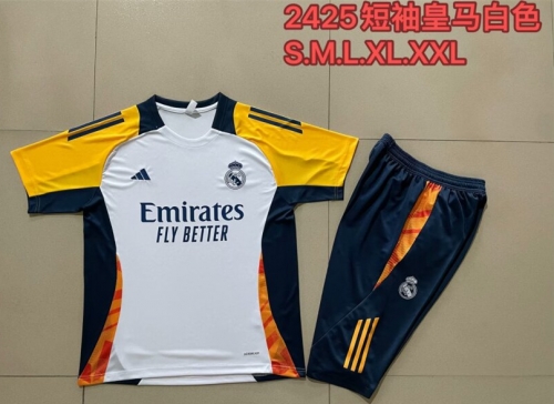 2024/25 Real Madrid White Shorts-Sleeve Soccer Tracksuit Uniform-815
