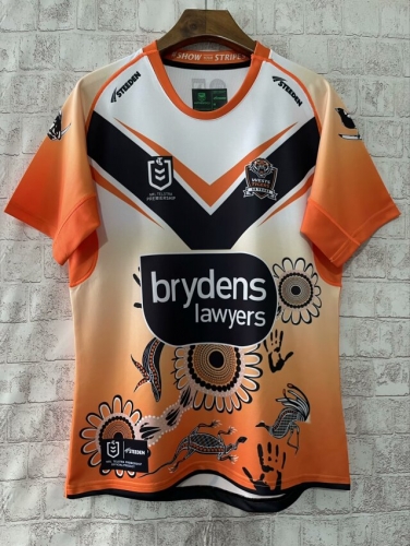2024 West Tiger Orange & White Thailand Rugby Shirts-805