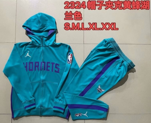 2023-2024 NBA Charlotte Hornets Blue With Hat Jacket Uniform With Hat-815