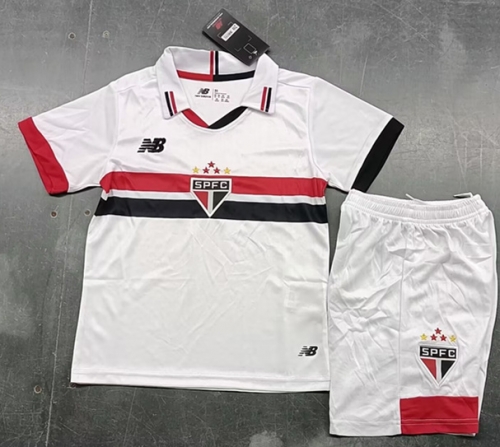 Kids 2024/25 São Paulo FC Home Red Kids/Youth Soccer Uniform-A