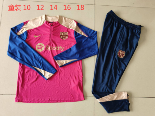 Kids 2024/25 Barcelona Red Kids/Youth Thailand Soccer Tracksuit Uniform-GDP