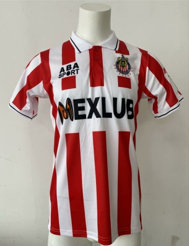 94/95  Retro Version Deportivo Guadalajara Home Red & White Thailand Soccer Jersey AAA-410