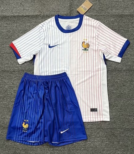 Kid 2024/25 France Away White Kid/Youth Soccer Uniform-123/507/522