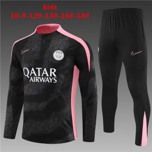 Kids 2024/25 Paris SG Black Kids/Youth Thailand Soccer Uniform-801