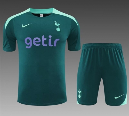 2024/25 Tottenham Hotspur Dark Green Shorts-sleeve Thailand Soccer Tracksuit Uniform-801