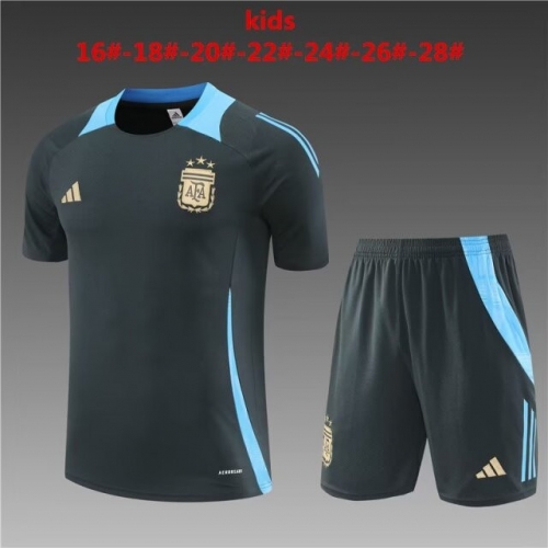 2024/25 Argentina Dark Gray Shorts-Sleeve Kids/Youth Tracksuit Unifom-801