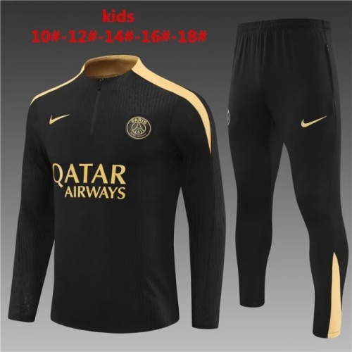 Player Version Kids 2024/25 Paris SG Black & Gold Kids/Youth Thailand Soccer Uniform-801