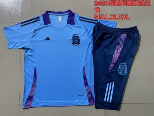 2024/25 Argentina Blue Shorts-Sleeve Thailand Soccer Tracksuit Uniform-815