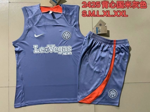 2024/25 Inter Milan Dray & Blue Thailand Soccer Tracksuit Uniform-815