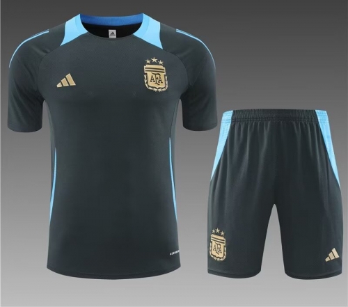 2024/25 Argentina Dark Gray Shorts-Sleeve Thailand Soccer Tracksuit Uniform-801/LH