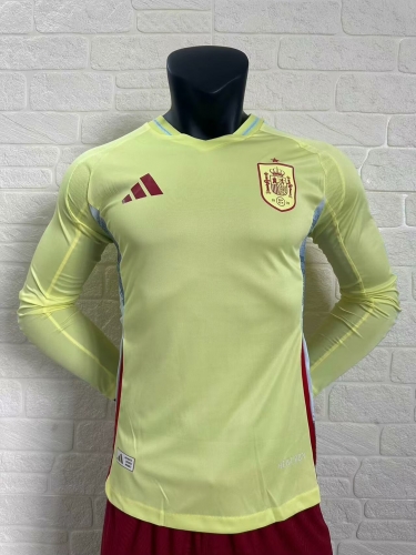 Player Version 2024-25 Spain Away Yellow LS Thailand Soccer Jersey AAA-16