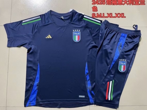 2024/25 Italy Royal Blue Shorts-Sleeve Thailand Soccer Uniform-815