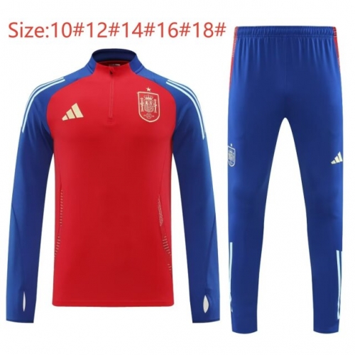 2024/25 Spain Red Kids/Youth Thailand Soccer Tracksuit Uniform-308