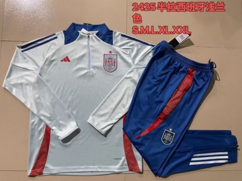 2024/25 Spain Light Blue Thailand Soccer Tracksuit Uniform-815