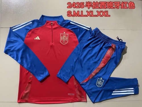 2024/25 Spain Red & Blue Thailand Soccer Tracksuit Uniform-815