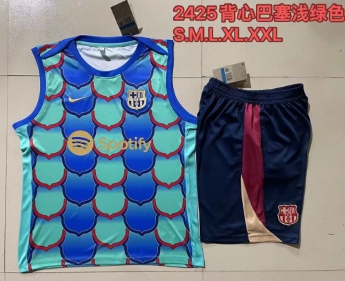 2024/25 Barcelona Blue & Green Shorts-Sleeve Thailand Soccer Uniform-815