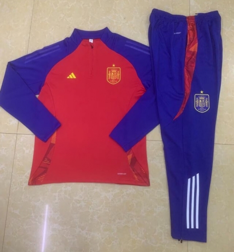 2024/25 Spain Red & Blue Thailand Soccer Tracksuit Uniform-411