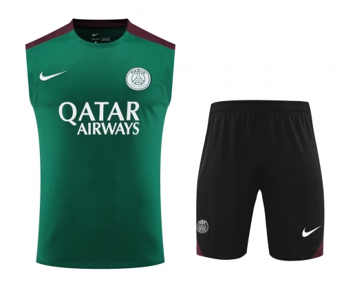2024/25 Paris SG Green Thailand Soccer Training Vest Uniform-418