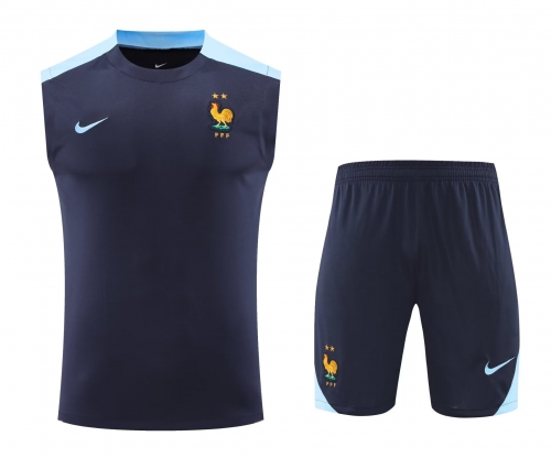 2024/25 France Royal Blue Thailand Soccer Training Vest Uniform-418