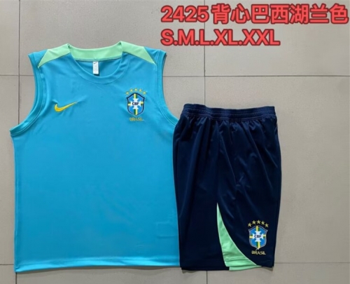 2024/25 Brazil Lake Blue Shorts-Sleeve Thailand Tracksuit Uniform-815