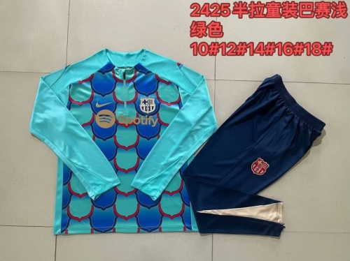 Kids 2024/25 Barcelona Blue & Green Kids/Youth Soccer Tracksuit Uniform-815