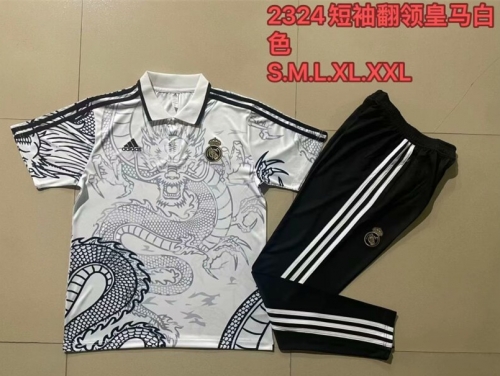 2023/24 Real Madrid Gray & White Thailand Soccer Polo Uniform-815