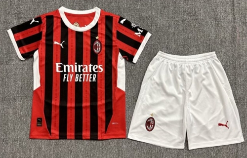 2024/25 AC Milan Home Red & Black Youth/Kids Soccer Uniform-522/507/812