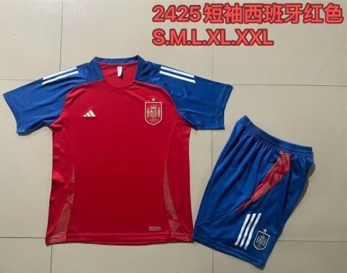 2024/25 Spain Red Shorts-Sleeve Thailand Soccer Tracksuit Uniform-815