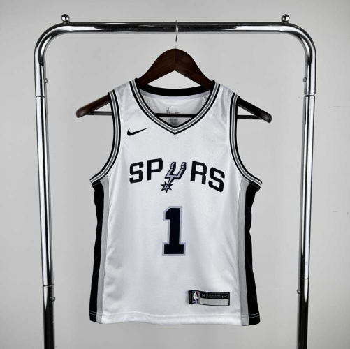 Kids San Antonio Spurs White #1 Youth/Kids NBA Uniform-311