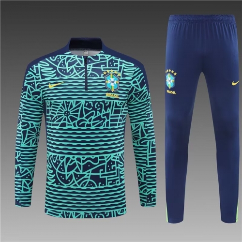 2024/25 Brazil Blue & Green Thailand Soccer Tracksuit Uniform-801