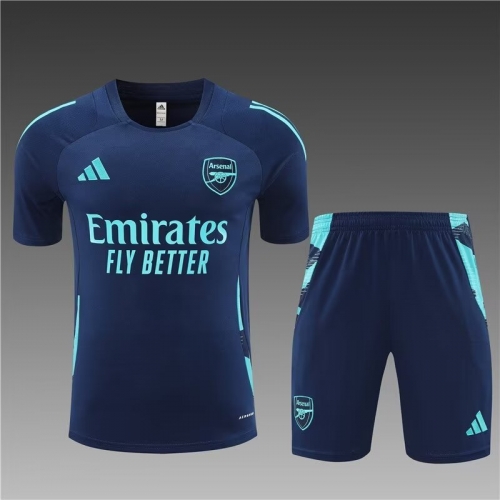 2024/25 Arsenal Royal Blue Shorts-Sleeve Soccer Tracksuit Uniform-801
