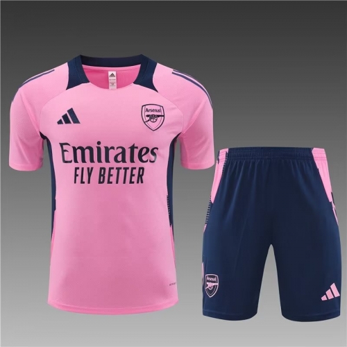 2024/25 Arsenal Pink Shorts-Sleeve Soccer Tracksuit Uniform-801
