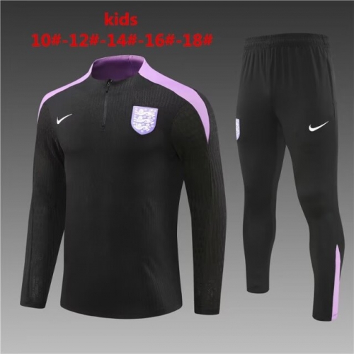 Player Version 2024/25 England Black Kids/Youth Soccer Tracksuit Uniform-801