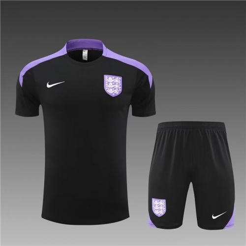 2024/25 England Black Shorts-Sleeve Thailand Soccer Tracksuit Uniform-801