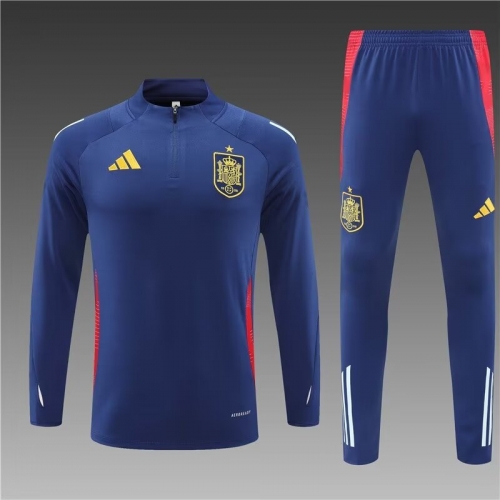 2024/25 Spain Royal Blue Thailand Soccer Tracksuit Uniform-801