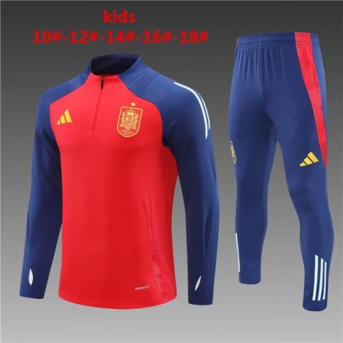 2024/25 Spain Red Kids/Youth Thailand Soccer Tracksuit Uniform-801