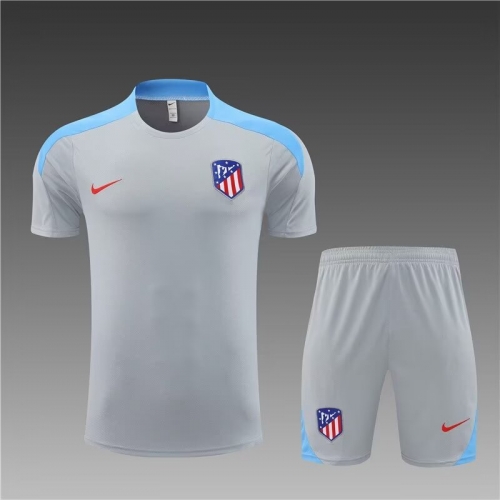 2024-25 Atletico Madrid Gray Shorts-sleeve Thailand Soccer Tracksuit Uniform-801