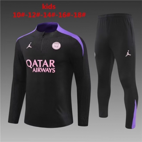 Player Version Kids 2024/25 Paris SG Black & Purple Kids/Youth Thailand Soccer Uniform-801/815